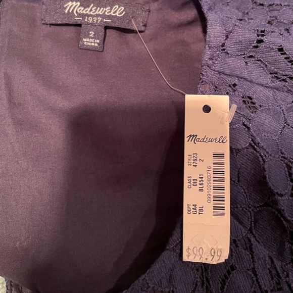 NWT Madewell Navy Lacebloom Dress - Picture 6 of 6